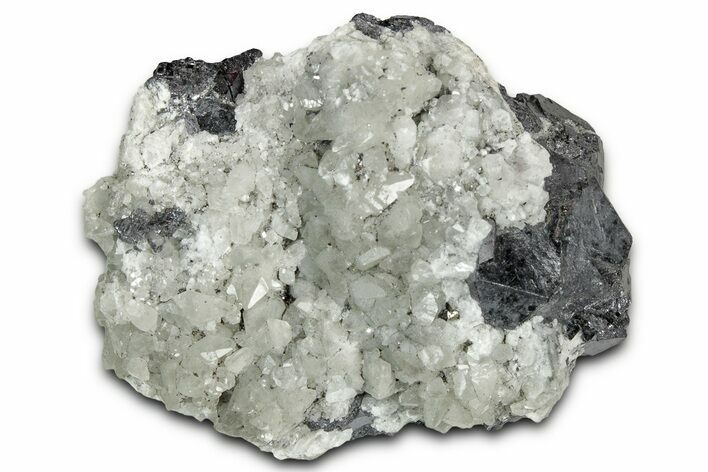 Calcite Crystal Cluster on Lustrous Galena - Mexico #330534